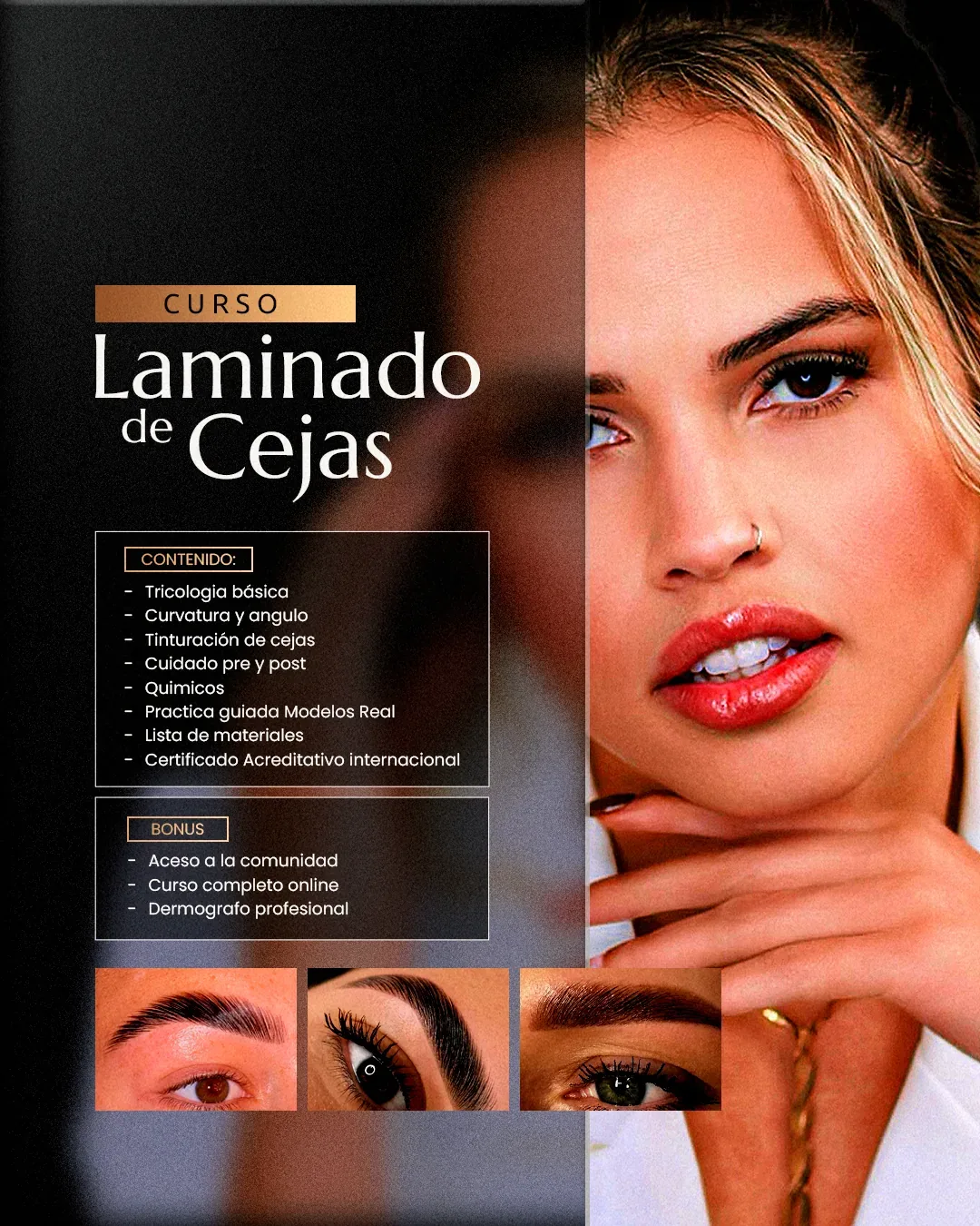 Laminado de cejas — peinado y fijación